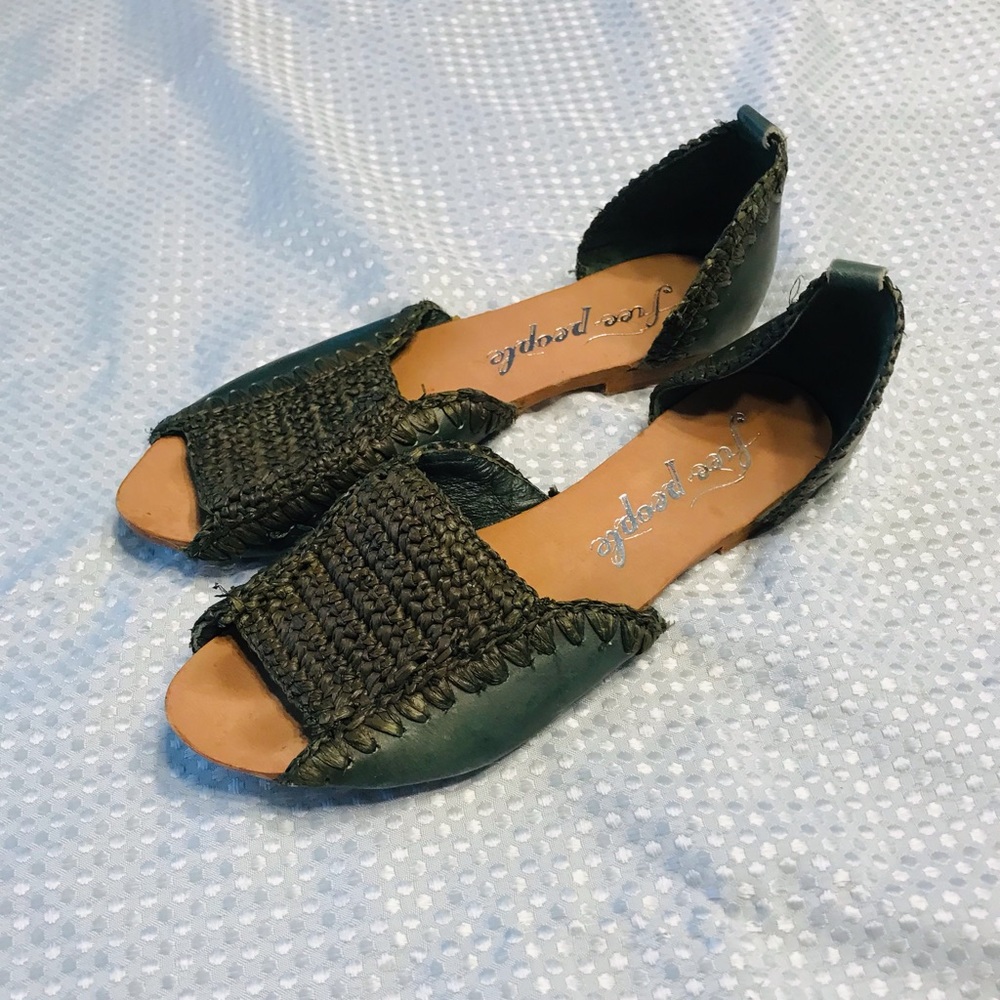 Free People Green and Tan Sandals